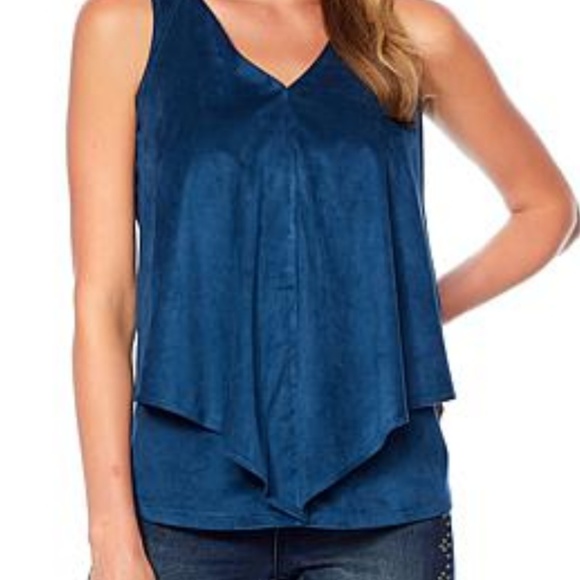 Diane Gilman Tops - DG2 Faux Suede Drape Front Tank
